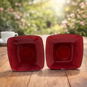 2 Anchor Hocking Royal  Red Saucer Plates 6" Sq Replacement Coffee Cup Plates